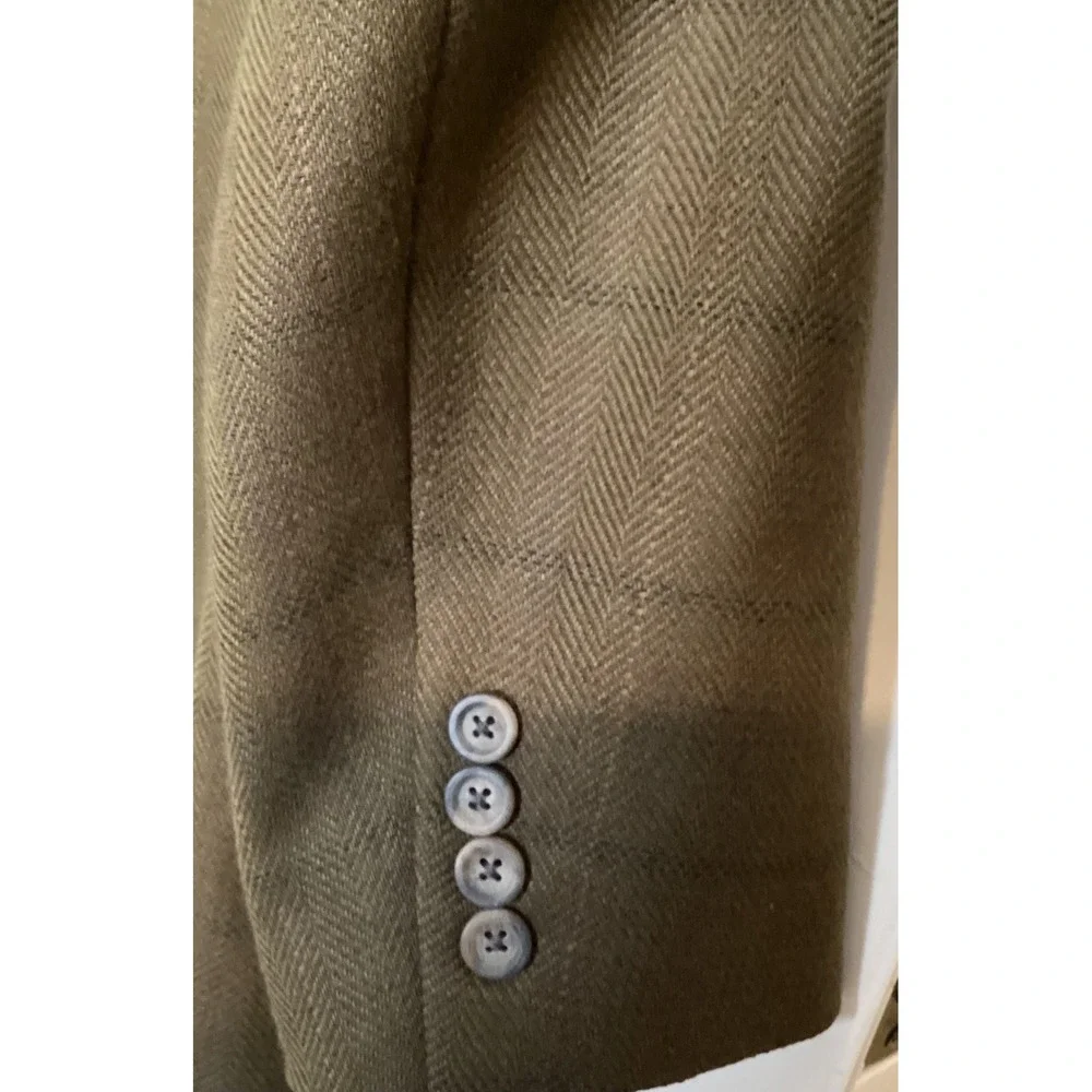 Austin Reed Blazer 44S Olive Green Herringbone Wool Lux Sport Coat Dark Academia